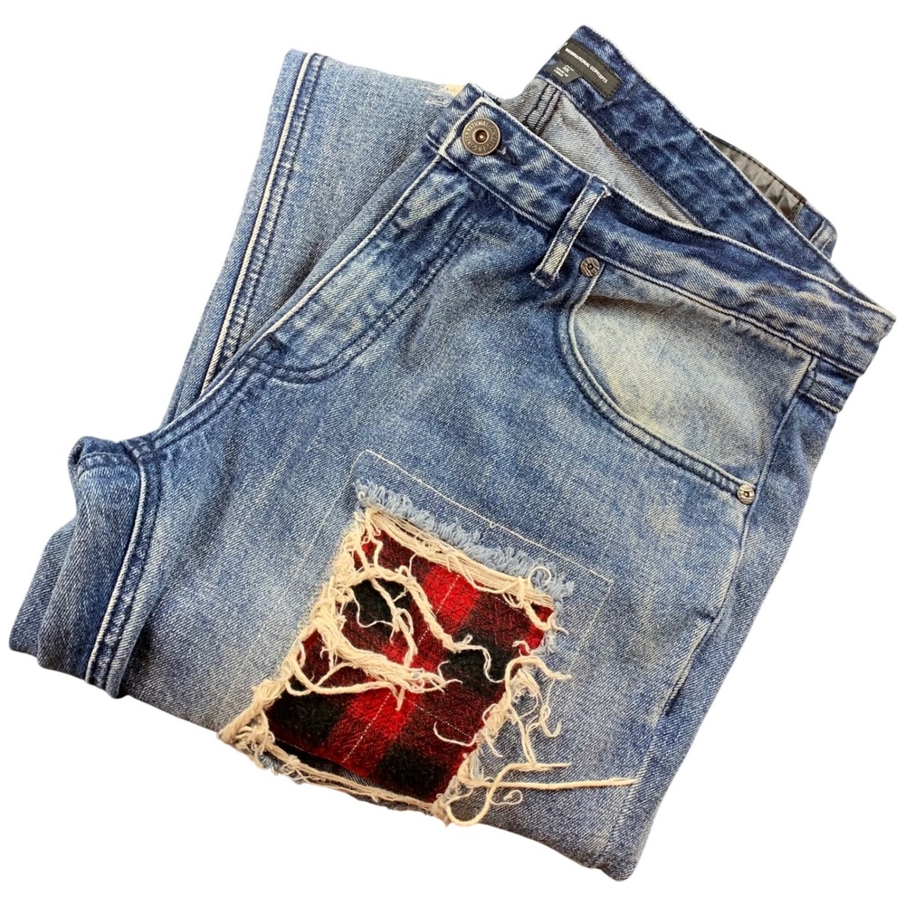 INC International Concepts Berlin Slim‎ Straight Distressed Patch Jeans 36x32